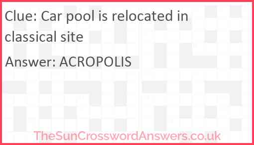 Car pool is relocated in classical site Answer