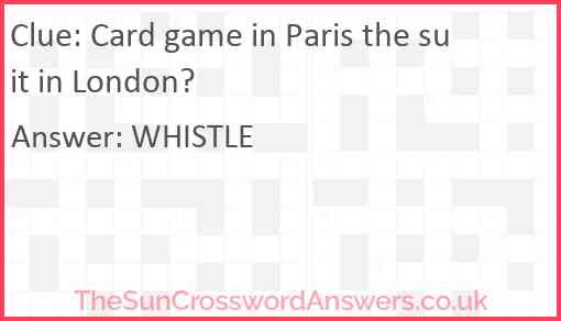 Card game in Paris the suit in London? Answer