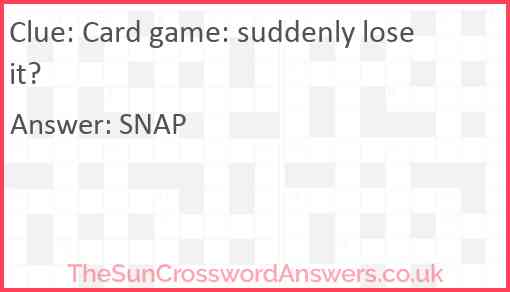 Card game: suddenly lose it? Answer