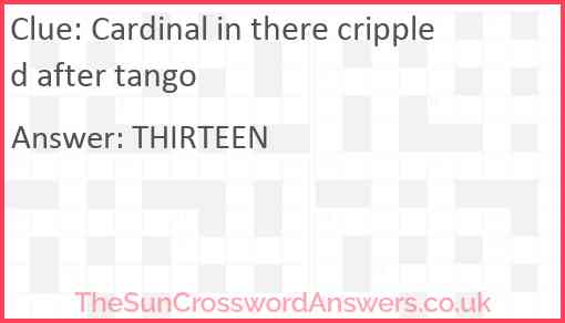 Cardinal in there crippled after tango Answer