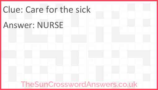 Care for the sick Answer