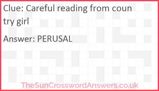 Careful reading from country girl crossword clue