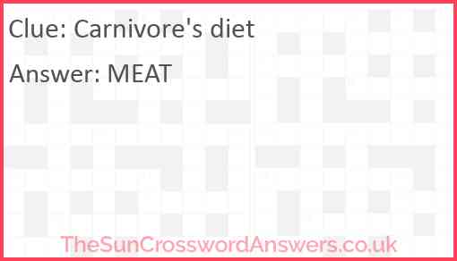 Carnivore's diet Answer