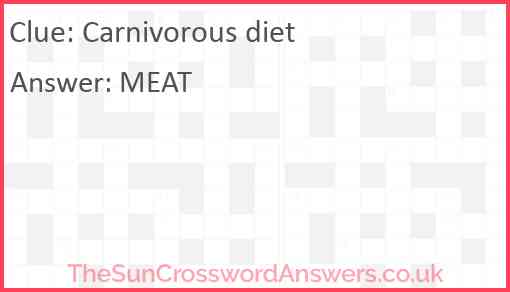 Carnivorous diet Answer
