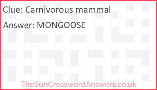 Carnivorous mammal Answer