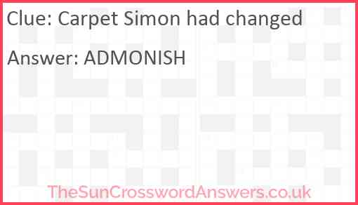 Carpet Simon had changed Answer