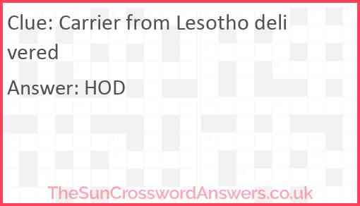 Carrier from Lesotho delivered Answer