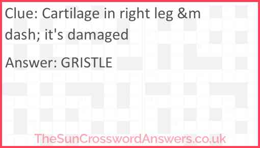 Cartilage in right leg &mdash; it's damaged Answer