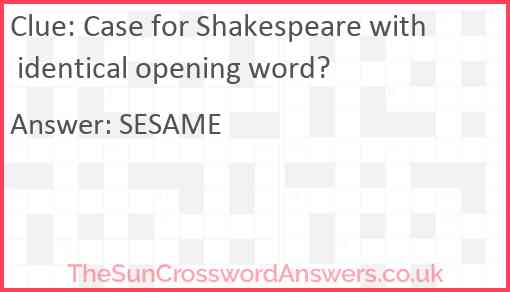 Case for Shakespeare with identical opening word? Answer