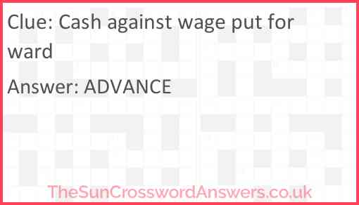 Cash against wage put forward Answer