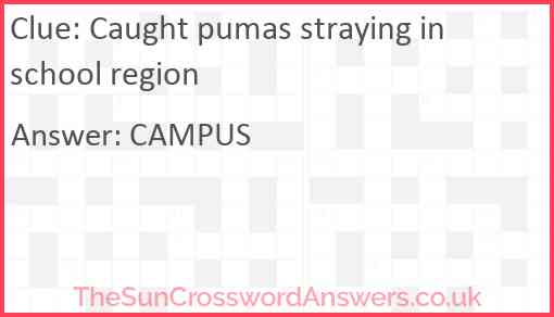 Caught pumas straying in school region Answer