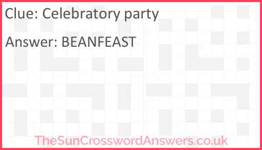 Celebratory party crossword clue TheSunCrosswordAnswers co uk