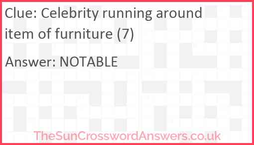 Celebrity running around item of furniture (7) Answer