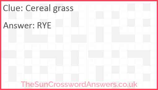 Cereal grass Answer