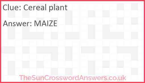 Cereal plant Answer