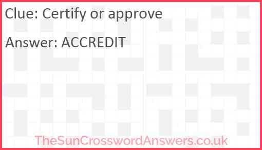 Certify or approve Answer