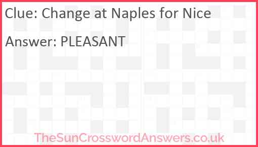 Change at Naples for Nice Answer