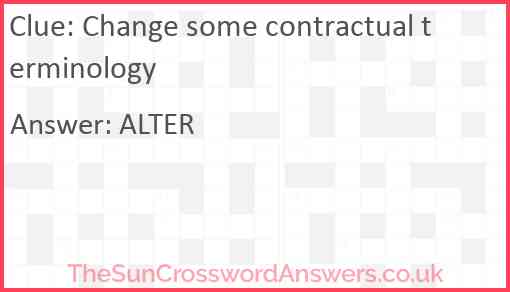 Change some contractual terminology Answer