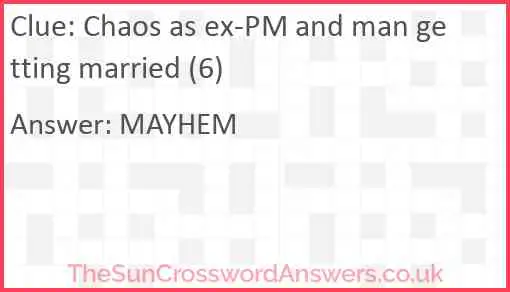 Chaos as ex-PM and man getting married (6) Answer