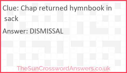 Chap returned hymnbook in sack Answer