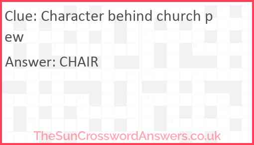 Character behind church pew Answer