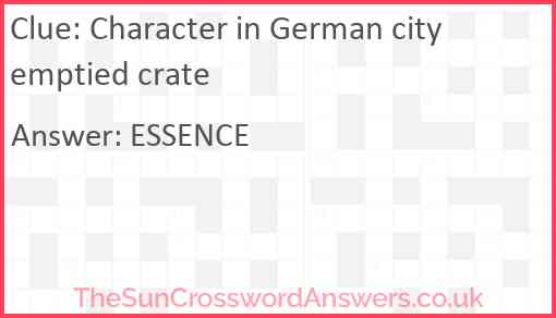 Character in German city emptied crate Answer