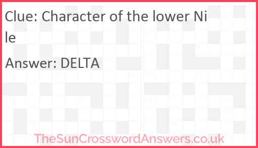 Character of the lower Nile Answer