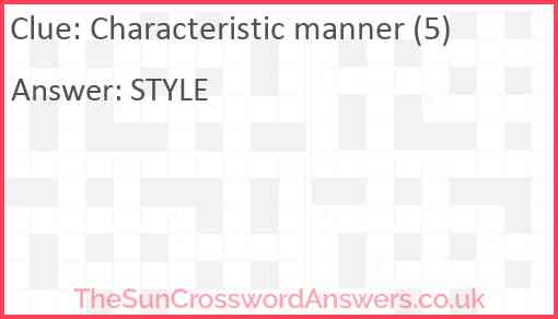 Characteristic manner (5) Answer