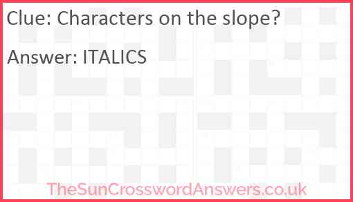 Characters on the slope? Answer