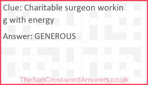 Charitable surgeon working with energy Answer