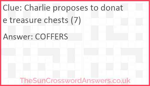 Charlie proposes to donate treasure chests (7) Answer