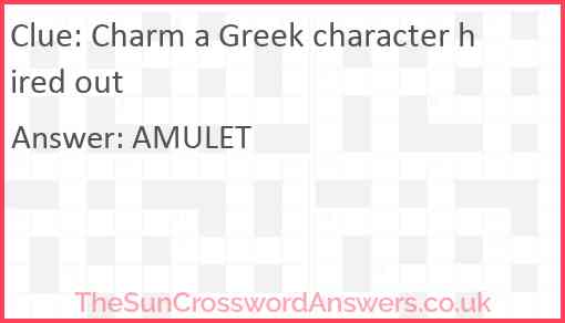 Charm a Greek character hired out Answer