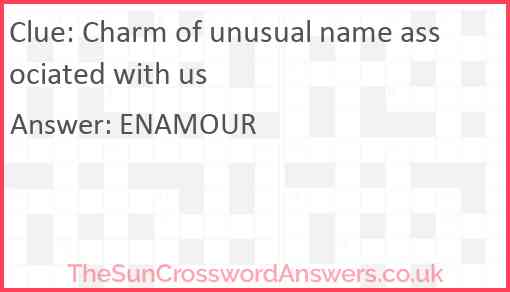 Charm of unusual name associated with us Answer