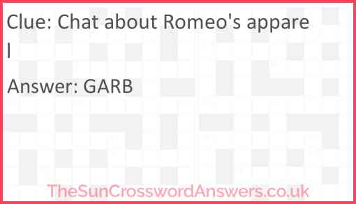Chat about Romeo's apparel Answer