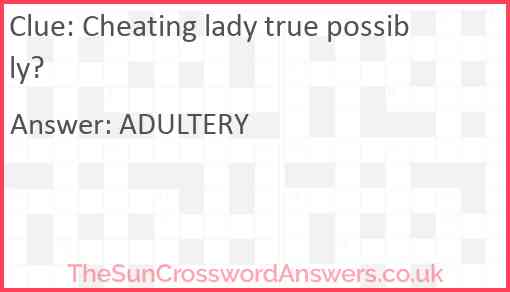 Cheating lady true possibly? Answer