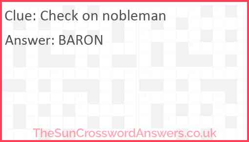 Check on nobleman Answer