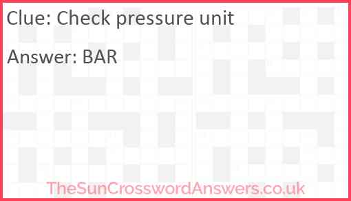 Check pressure unit Answer