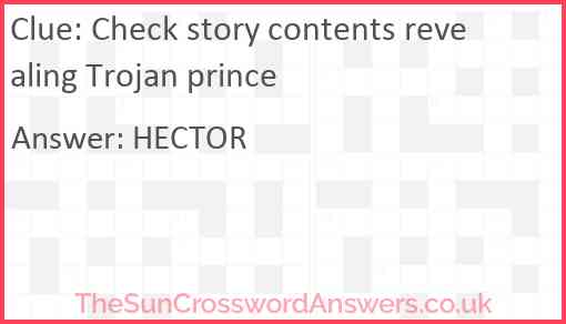 Check story contents revealing Trojan prince Answer