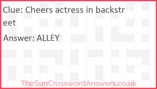 Cheers actress in backstreet Answer