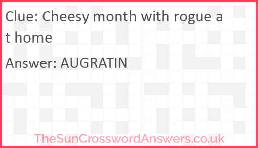 Cheesy month with rogue at home Answer