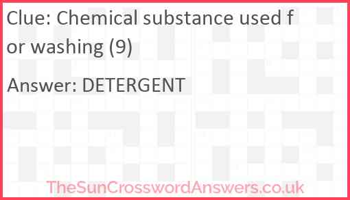 Chemical substance used for washing (9) Answer
