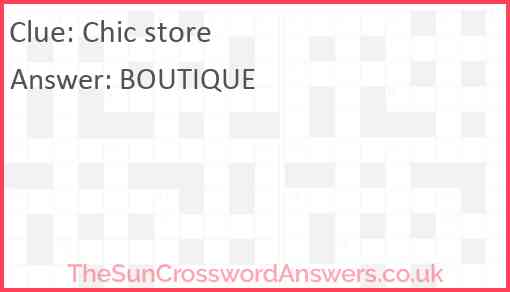 Chic store Answer
