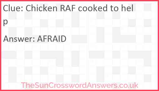 Chicken RAF cooked to help Answer