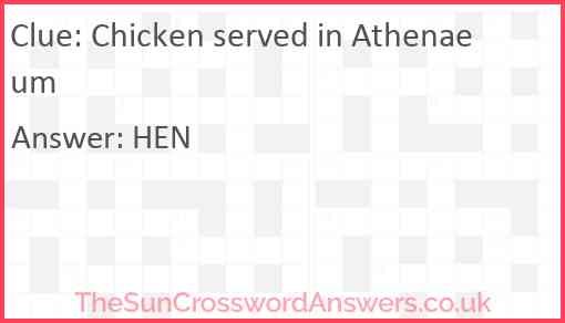 Chicken served in Athenaeum Answer