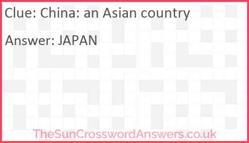 China: an Asian country Answer