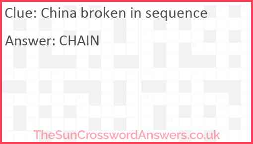 China broken in sequence Answer