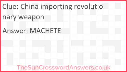 China importing revolutionary weapon Answer