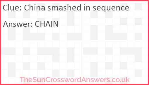 China smashed in sequence Answer