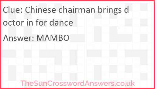 Chinese chairman brings doctor in for dance Answer