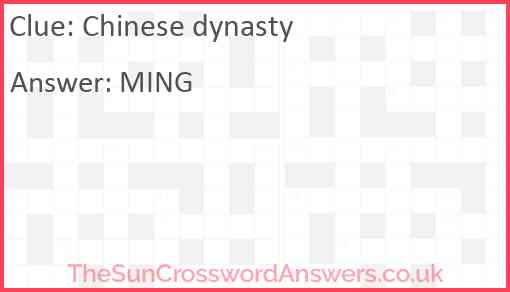 Chinese dynasty Answer